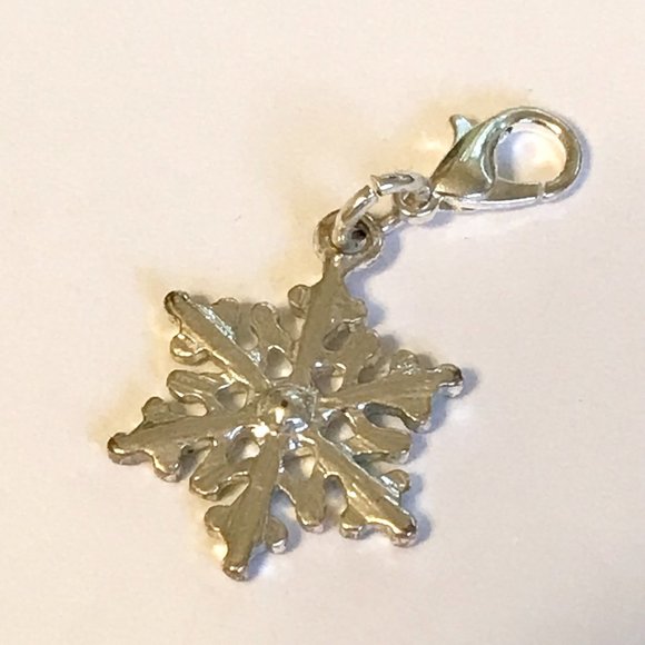 Snowflake Charm for Bracelet Zipper Pull Backpack Purse Charm Silver Tone - Picture 5 of 7